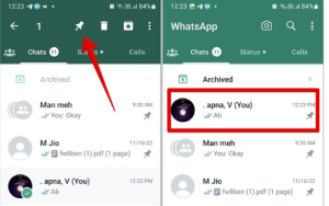 [0:30 pm, 23/01/2024] samar misra: How to find your contact on the top- When you created a group or your contact to message yourself you might want it to be at the top of the list to make it easier to find. And here is the way to do that. If you are using an iPhone just swipe left to find the option called pin. [0:32 pm, 23/01/2024] samar misra: If you are using Android just select the contact and you will discover the pin icon at the upper corner. On the web version of WhatsApp right click on it to find the pin chat option