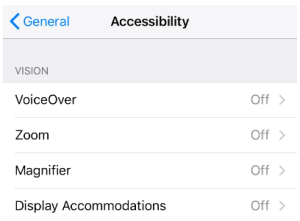 1. Go to settings and select the general tab then go to accessibility.