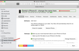How to change the iPhone name with finder-