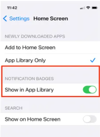 Customise notification badges in app library -