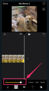 5. If you want to speak of the if you want to speedup video you have to click on the speedometer icon and drag right to increase the video speed as well as drag left to decrease it.