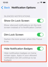 Regulate notification badges in focus Mode