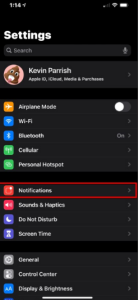 1. Open the settings app and select the notifications option.