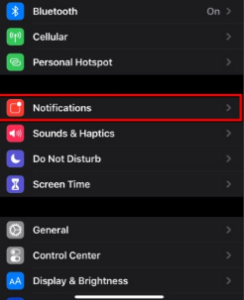1. Open the settings app and select the notifications option.