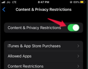 Disable app restriction-